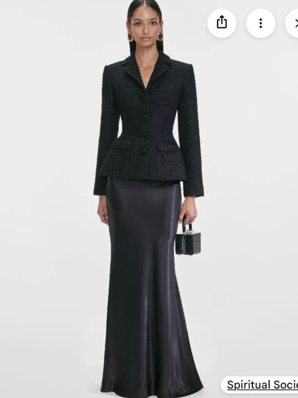 NWT self-portrait black tailored boucle maxi dress - size UK 10 / US 6
